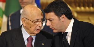 22/02/13 Roma , Quirinale, giuramento del governo Renzi nella foto il presidente della Repubblica Giorgio Napolitano e il presidente del Consiglio Matteo Renzi